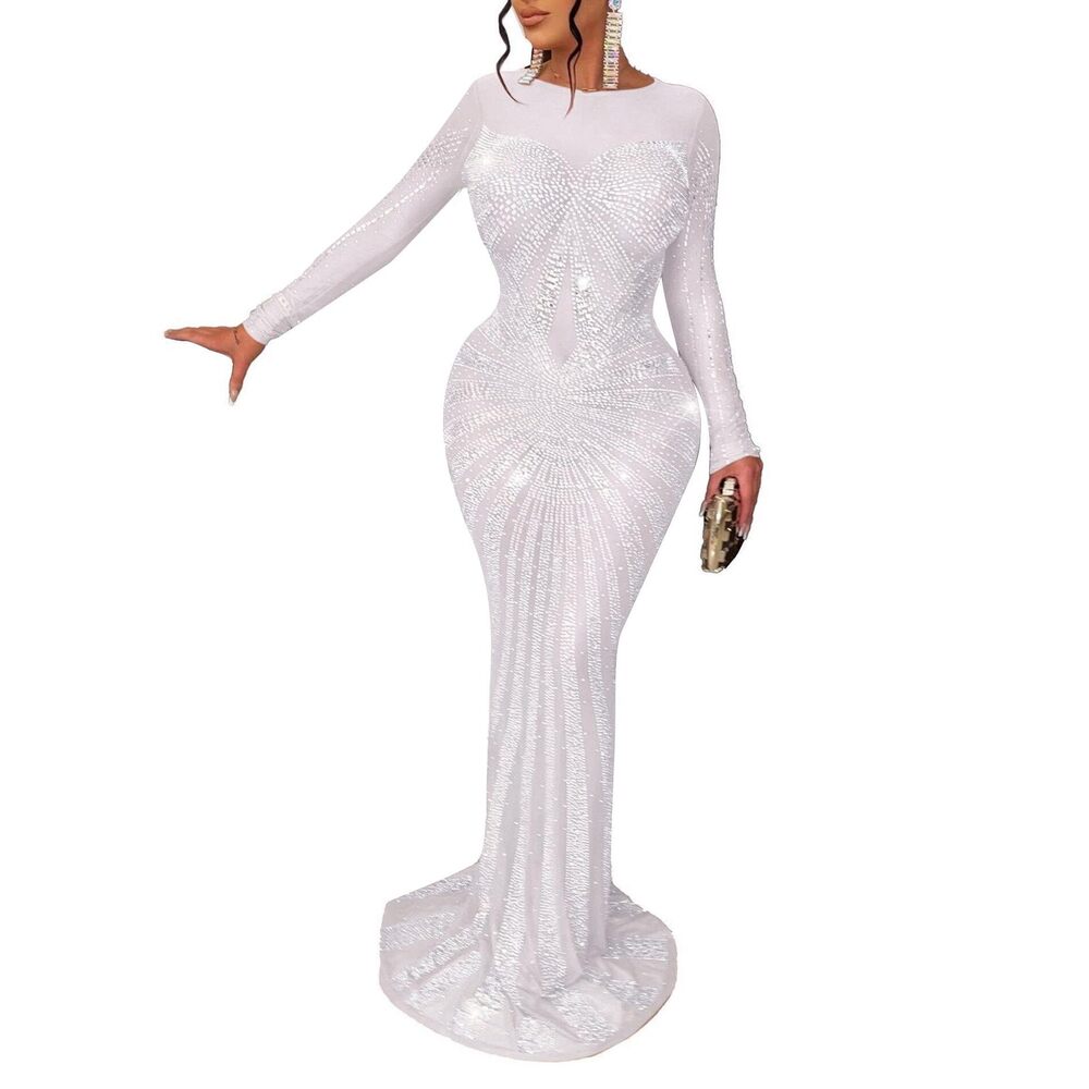 2987 Rhinestone Dress Birthday Party Elegant Dresses Sexy Club Night Gown